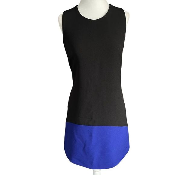Of / Mercer Made in New York Black Royal Blue Color Block Sleeveless Midi Dress - Picture 1 of 9